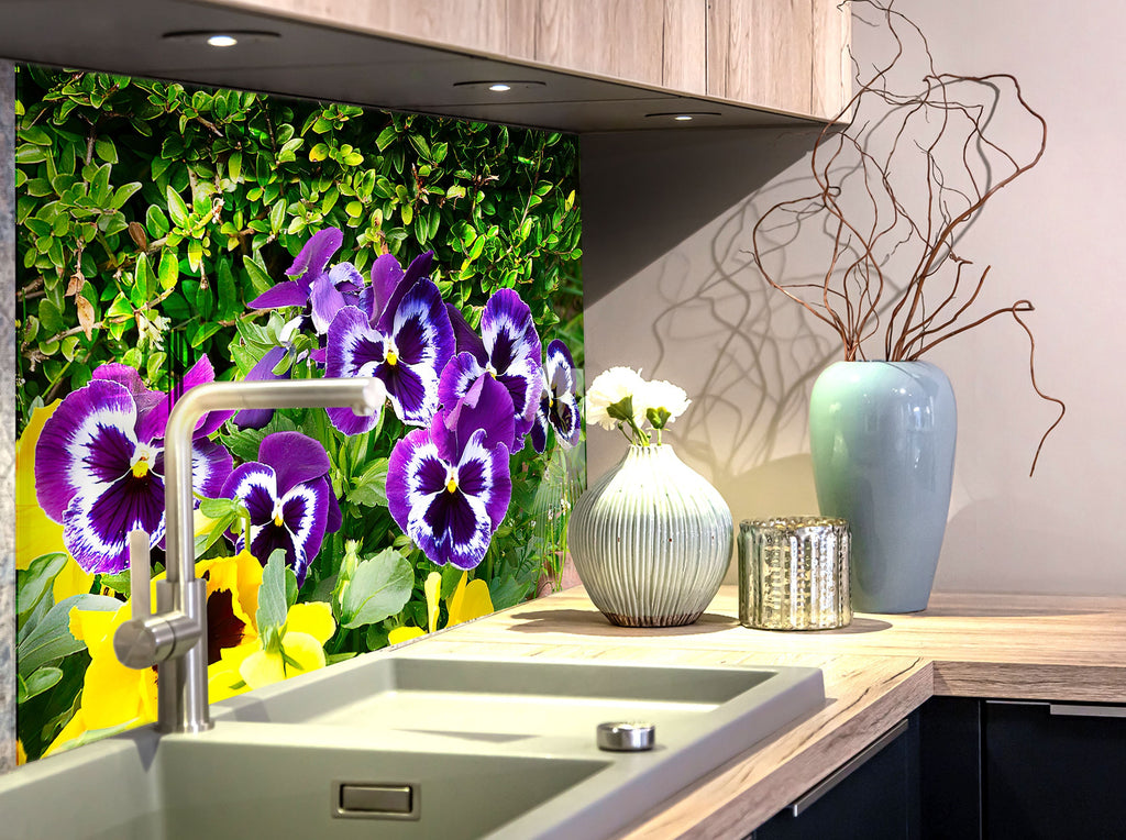 Botanical Floral Tempered Glass Backsplash-BacksplashArtworks