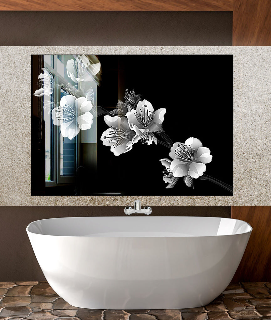 Botanical Floral Tempered Glass Backsplash-BacksplashArtworks