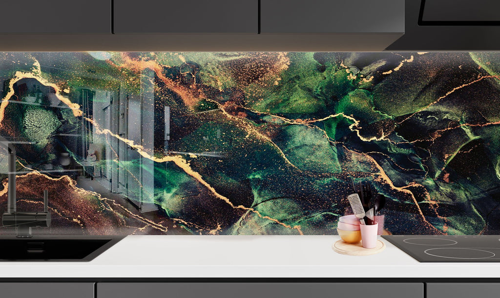 Emerald Gold - Glass Bathroom Backsplash-BacksplashArtworks
