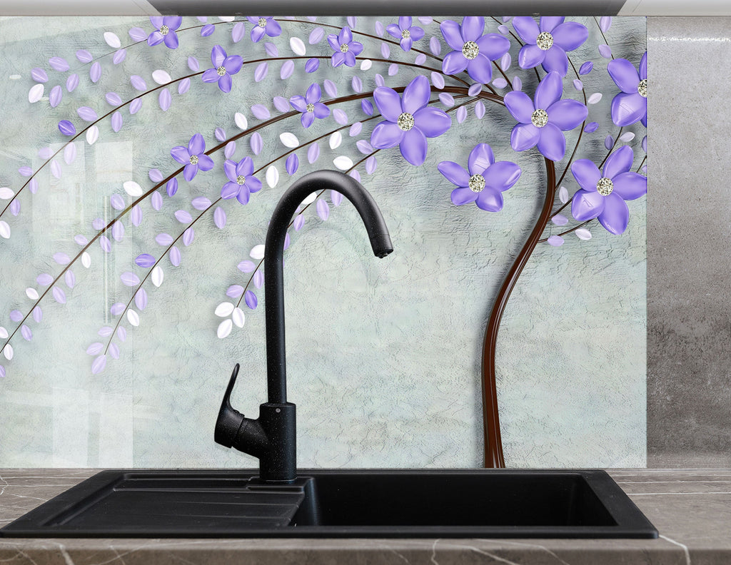 Sakura Tree Tempered Glass Backsplash-BacksplashArtworks