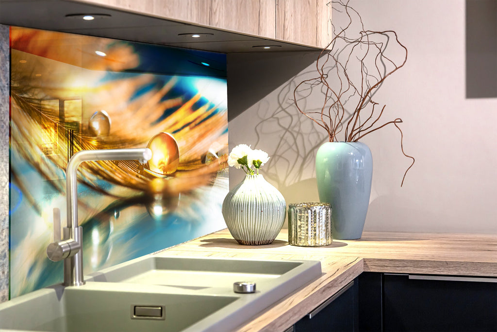 Elegant Water Droplet - Glass Kitchen Backsplash-BacksplashArtworks