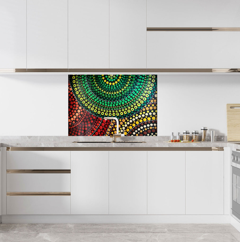 Bohemian Mandala Style - Glass Kitchen Backsplash-BacksplashArtworks