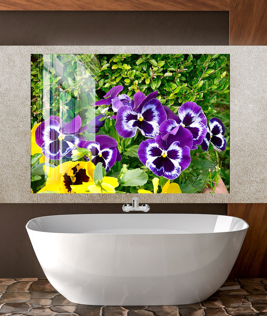 Botanical Floral Tempered Glass Backsplash-BacksplashArtworks