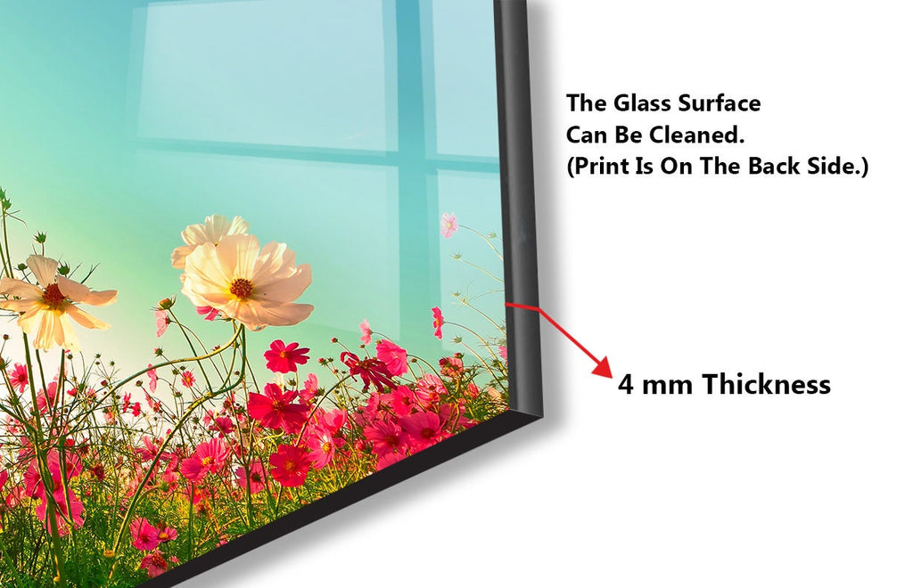 Botanical Floral Tempered Glass Backsplash-BacksplashArtworks