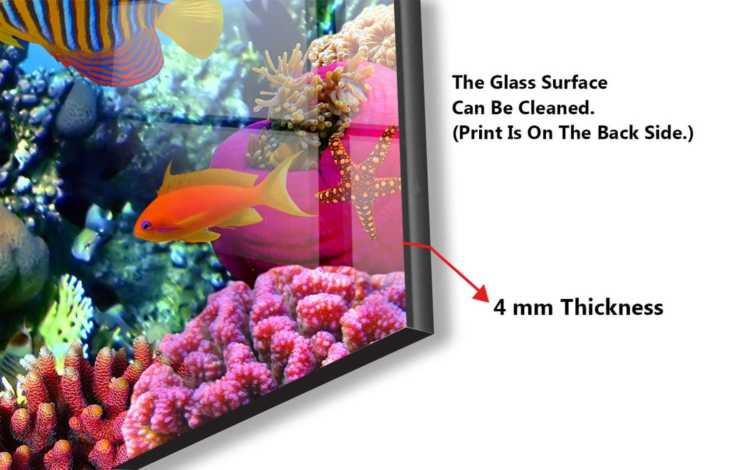 Vibrant Ocean Glass Kitchen Backsplash – Colorful Coral Reef & Fish Design-BacksplashArtworks