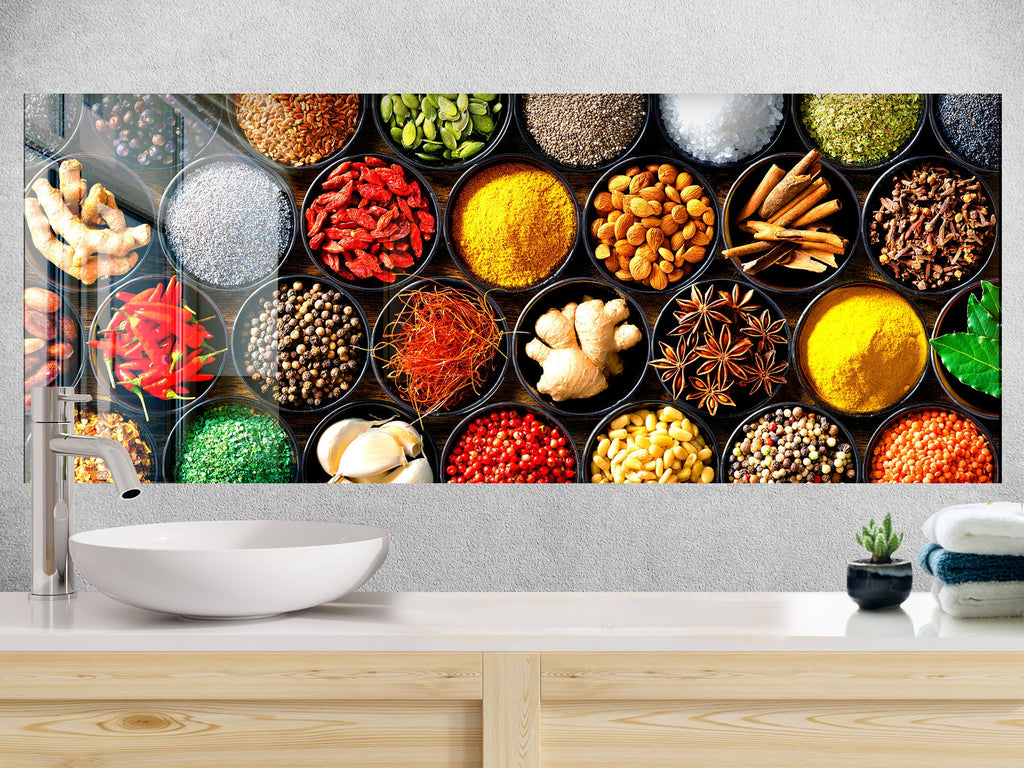 Exotic Spice Market Wall Art - Tempered Glass Kitchen Backsplash-BacksplashArtworks
