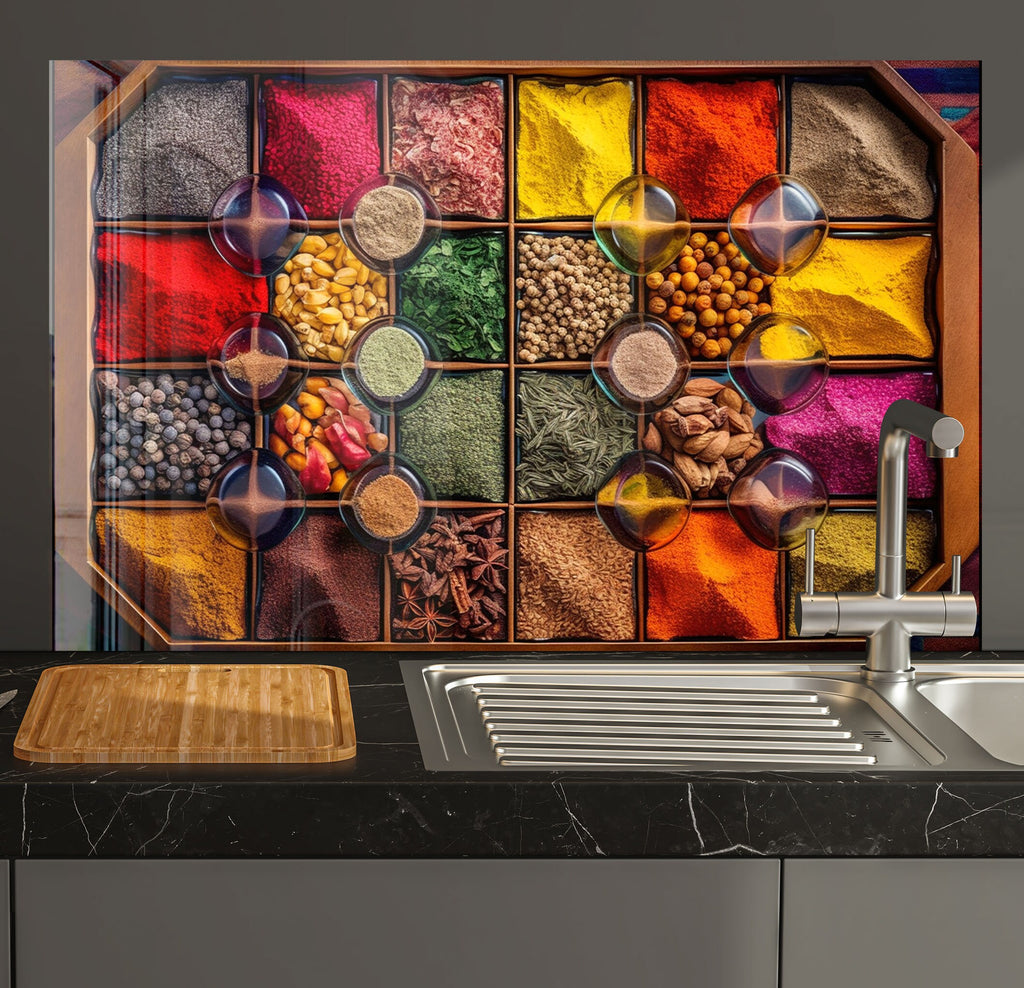 a kitchen counter with a sink and a cutting board