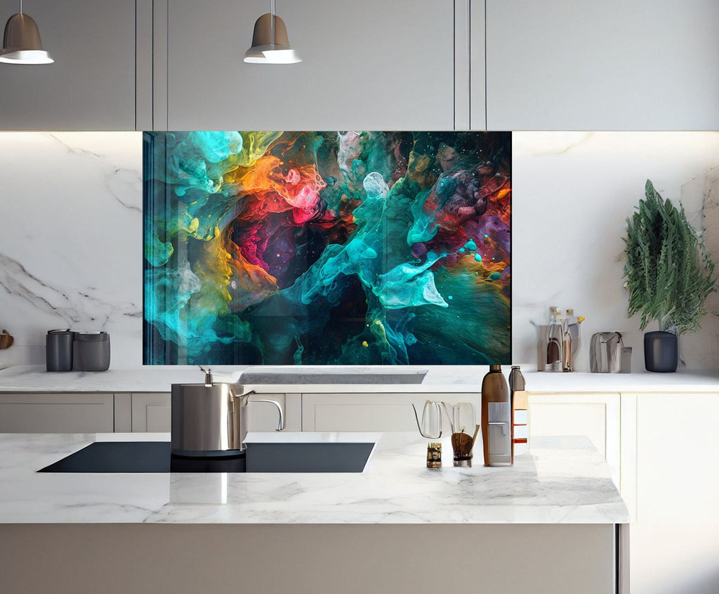 Abstract Tempered Glass Backsplash-BacksplashArtworks