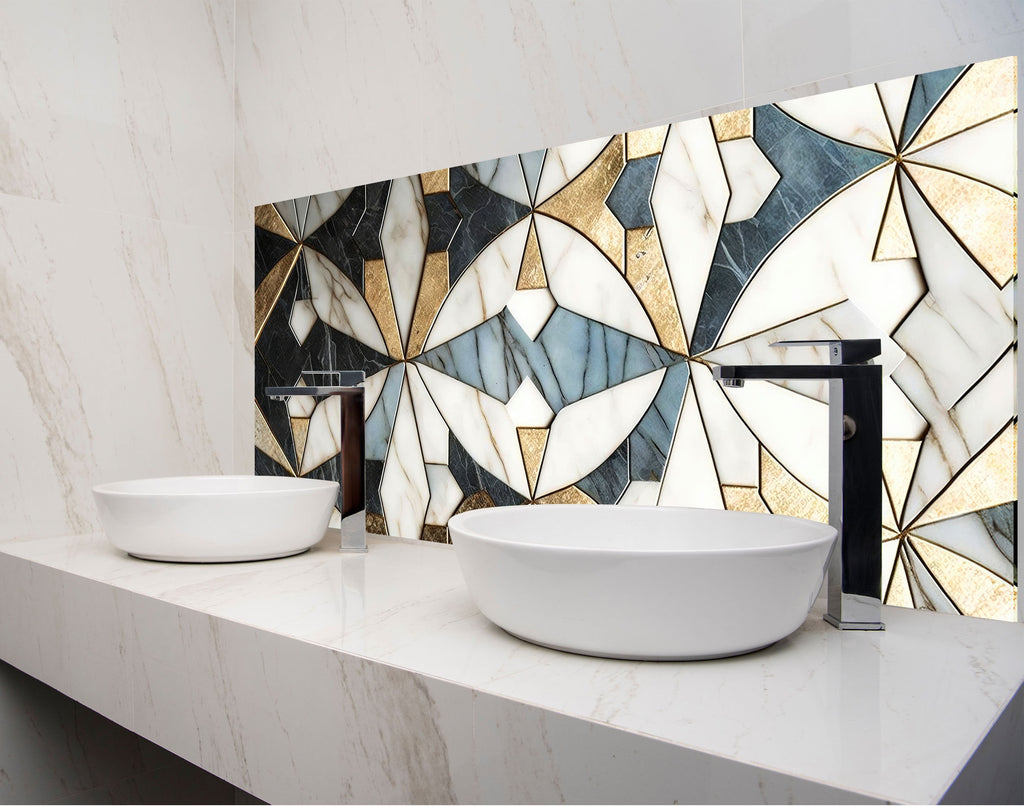 two white bowls on a counter in a bathroom