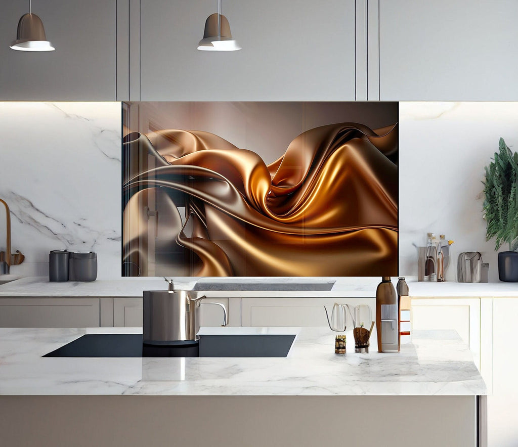 Brown Abstract Tempered Glass Backsplash-BacksplashArtworks