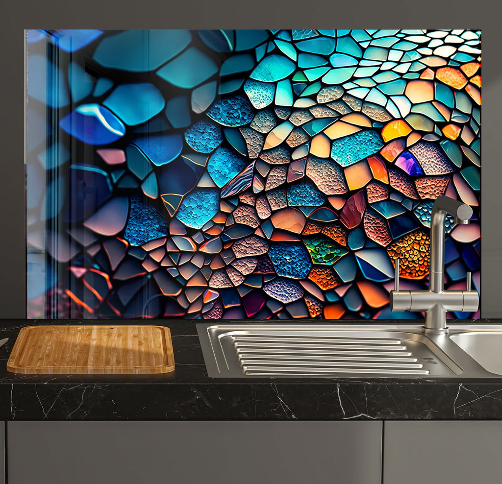 Luminous Pebble Stained - Glass Kitchen Backsplash-BacksplashArtworks