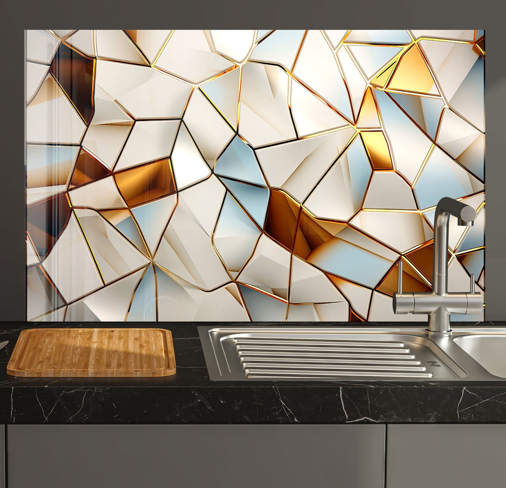 Elegant Crystal Shard Stained - Glass Kitchen Backsplash-BacksplashArtworks