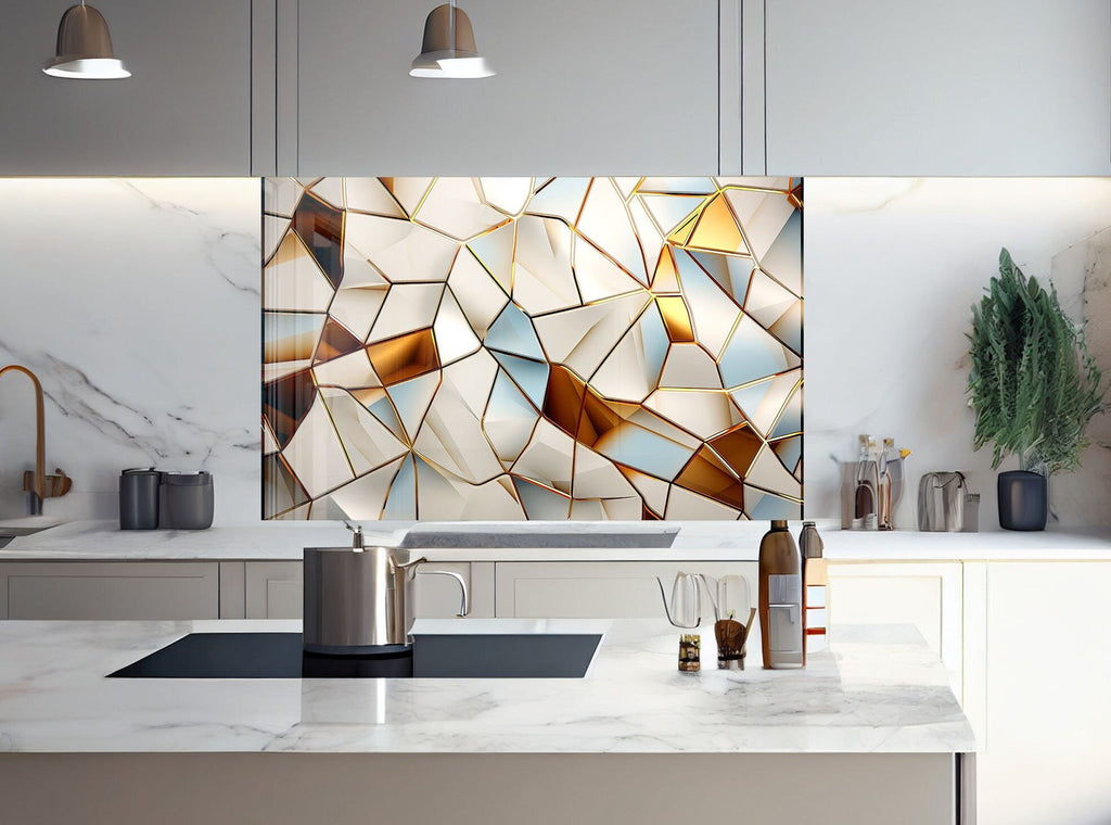 Elegant Crystal Shard Stained - Glass Kitchen Backsplash-BacksplashArtworks