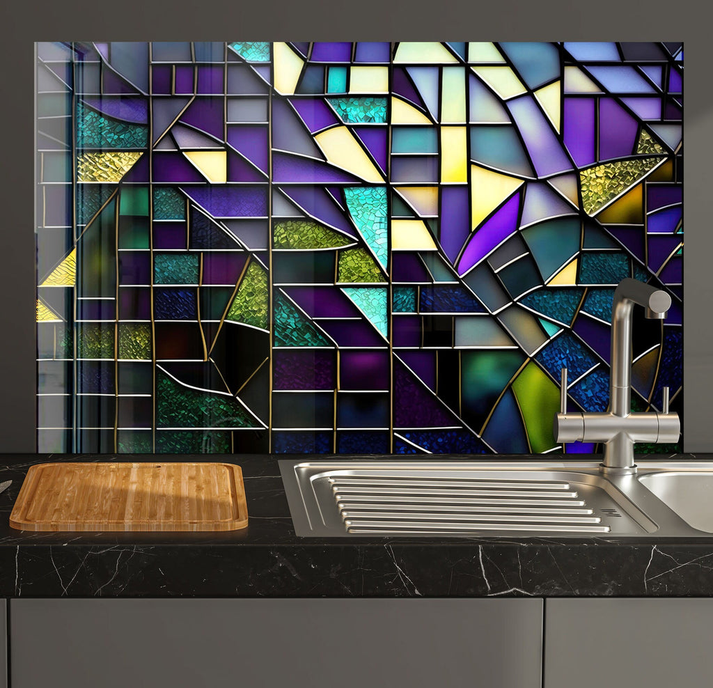 A Sophisticated Mosaic of Elegance - Glass Kitchen Backsplash-BacksplashArtworks