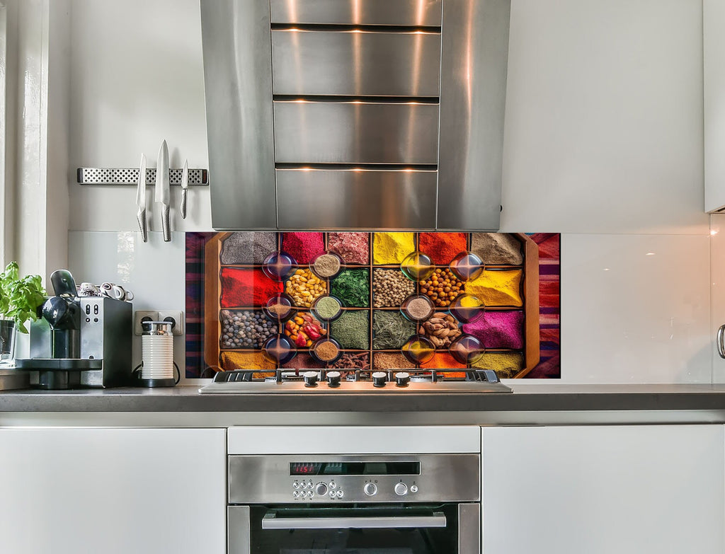 a kitchen with a stainless steel stove top oven