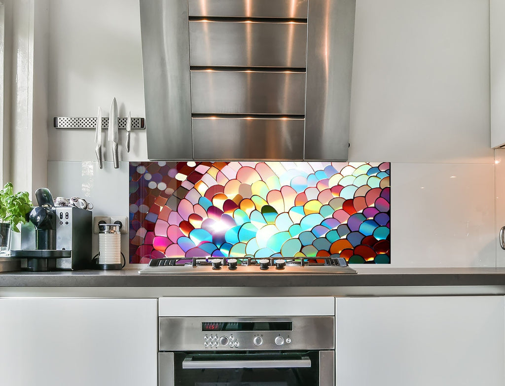 Colorful Prism Stained - Glass Kitchen Backsplash-BacksplashArtworks